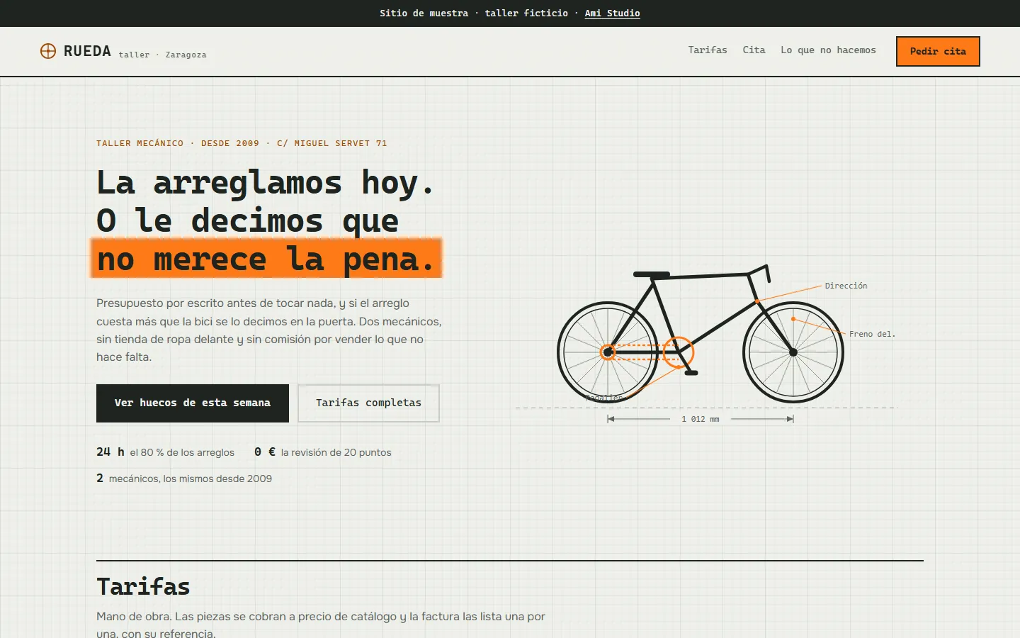 Rueda — sample site for a workshop that takes bookings
